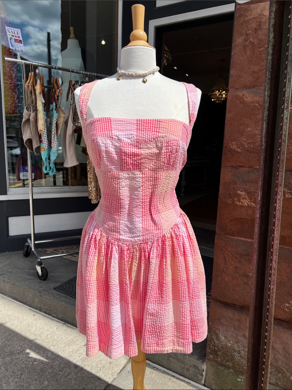 Free People Laurel Plaid Mini Dress in Pink - Picture 7 of 9